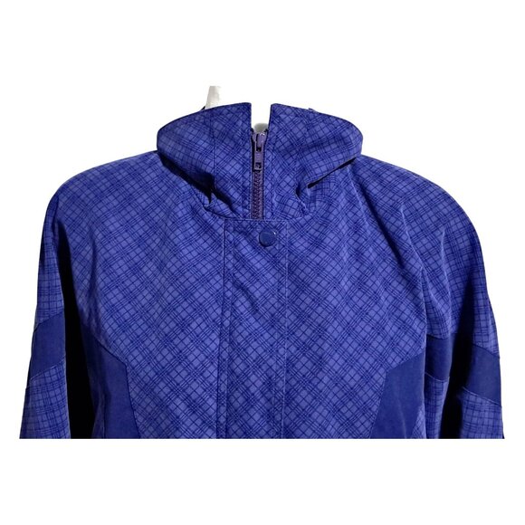 Vintage Giacca Windbreaker Purple Checkered Jacket Womens M Polyester Nylon 80s - Picture 11 of 13